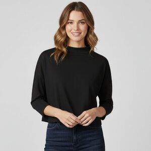 Aritzia Wilfred Women's Top T-shirt 3/4 Length sleeve Cropped Black Size XS